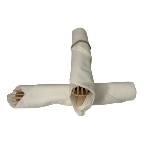 Premium Pre-Rolled Napkin and Bamboo Cutlery Set (75 Pack 300 PCS) Wedding Party - Picture 1 of 3